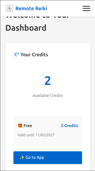 Go to Remote Reiki App - Launch Session